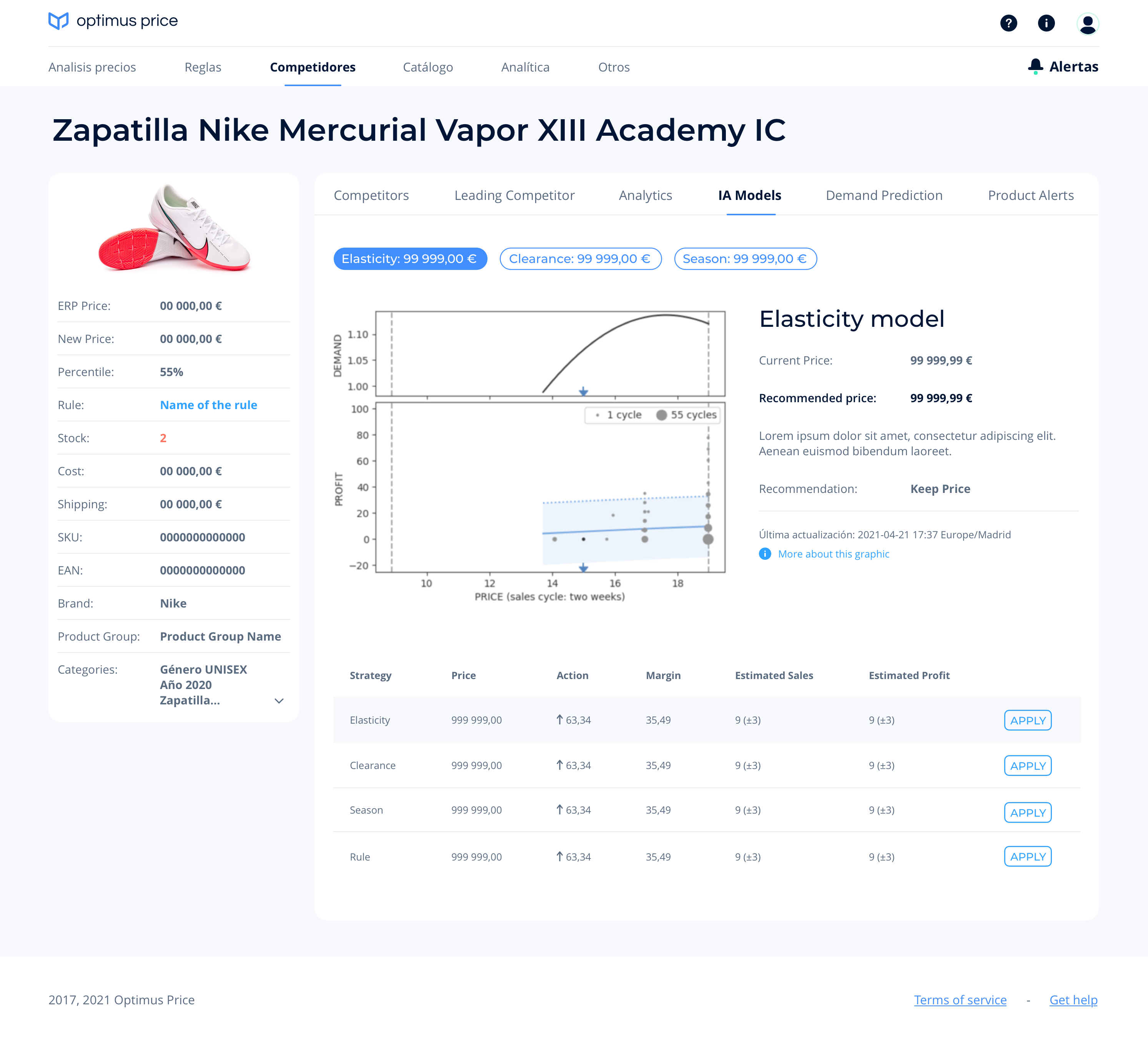 screenshot of Optimus Price